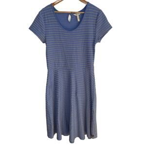 Matilda Jane Exploration Dress L Womens Scoop Neck Keyhole Back Midi Textured